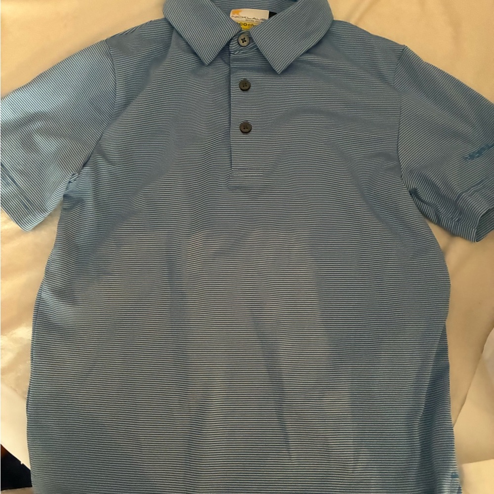 Kids Light Blue Striped Polo Shirt - Classic Short Sleeve
